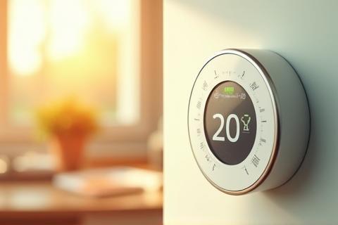 Imagen sobre ahorro de energía con un termostato